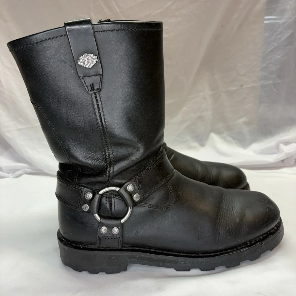 Harley Davidson Ransom Harness Boots Men US 11.5 Black Leather Motorcycle D91294